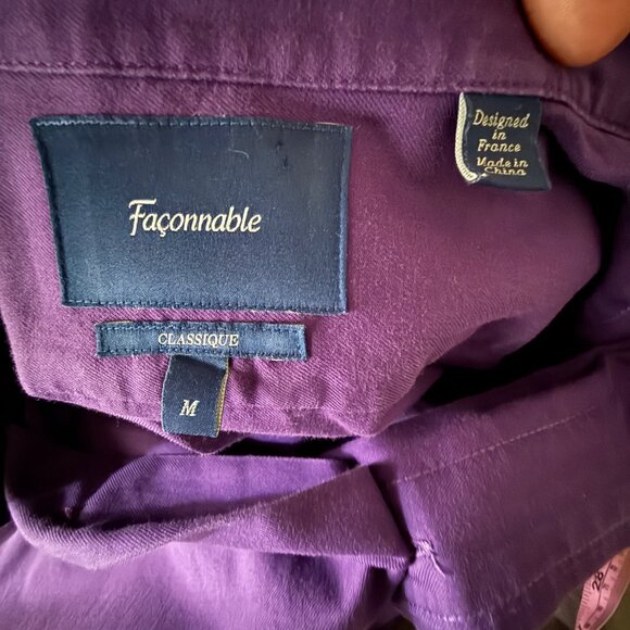Faconnable Purple Long-Sleeve Button-Up Shirt Mens M Cotton Classic Fit - Picture 4 of 4